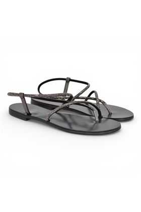 Infradito donna Nicolas Lainas in microstrass colore nero. NICOLAS LAINAS | 67TC-NERO